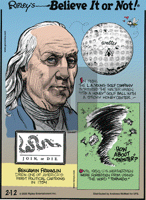 Ripley's Believe It or Not on Wednesday February 12, 2020 Comic Strip