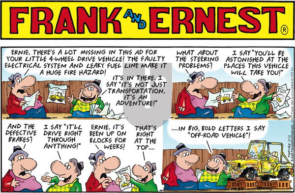 Frank and Ernest on Sunday November 11, 2012 Comic Strip