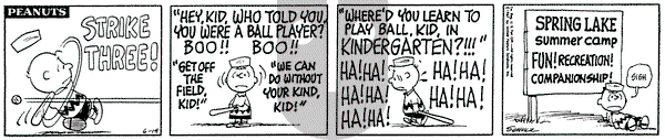 Peanuts on Monday June 19, 1967 Comic Strip
