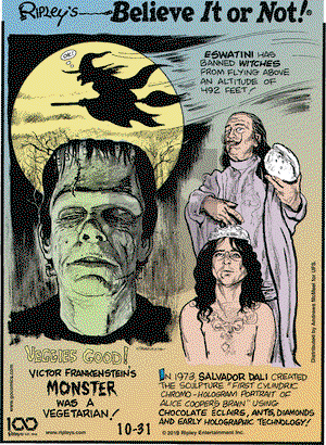 Ripley's Believe It or Not on Thursday October 31, 2019 Comic Strip