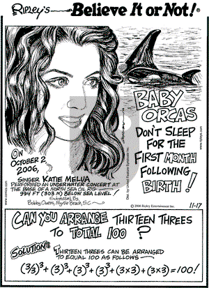 Ripley's Believe It or Not on Friday November 17, 2006 Comic Strip