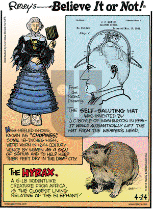 Ripley's Believe It or Not on Thursday April 24, 2014 Comic Strip