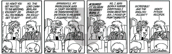 Doonesbury on Thursday July 17, 1986 Comic Strip