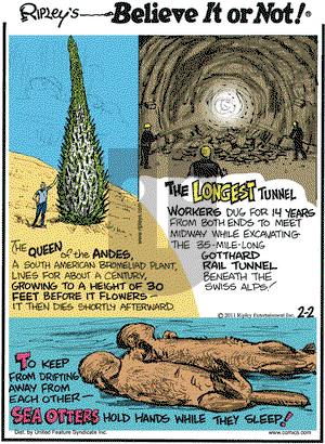 Ripley's Believe It or Not on Wednesday February 2, 2011 Comic Strip