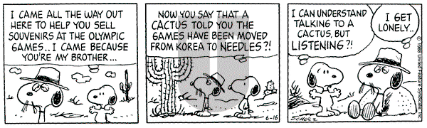 Peanuts on Thursday June 16, 1988 Comic Strip