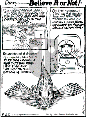 Ripley's Believe It or Not on Friday March 22, 2002 Comic Strip