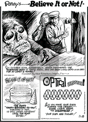 Ripley's Believe It or Not on Saturday November 18, 2006 Comic Strip