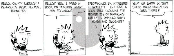 Calvin and Hobbes - Tuesday April 2, 2013 Comic Strip