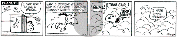 Peanuts on Tuesday July 7, 1970 Comic Strip