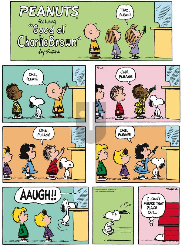 Peanuts - Sunday October 18, 2015 Comic Strip