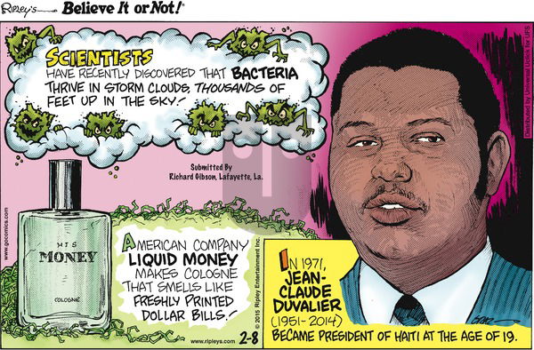 Ripley's Believe It or Not on Sunday February 8, 2015 Comic Strip