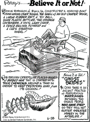 Ripley's Believe It or Not on Friday June 18, 1999 Comic Strip
