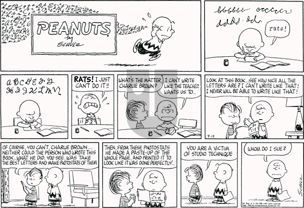 Peanuts - Sunday September 13, 1964 Comic Strip