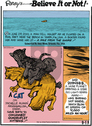 Ripley's Believe It or Not on Monday September 13, 2010 Comic Strip