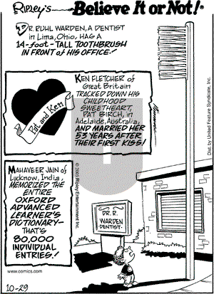 Ripley's Believe It or Not on Wednesday October 29, 2003 Comic Strip