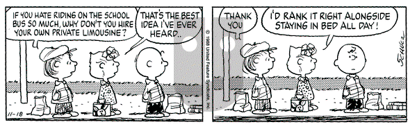 Peanuts - Friday November 18, 1988 Comic Strip