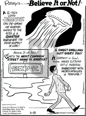 Ripley's Believe It or Not on Saturday June 19, 1999 Comic Strip