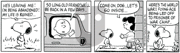 Peanuts on Wednesday March 11, 1992 Comic Strip