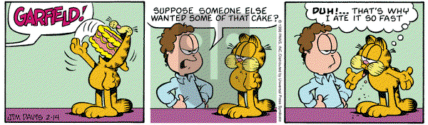 Garfield on Wednesday February 14, 1996 Comic Strip