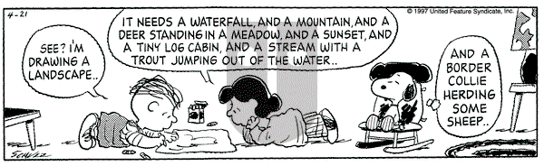 Peanuts on Monday April 21, 1997 Comic Strip