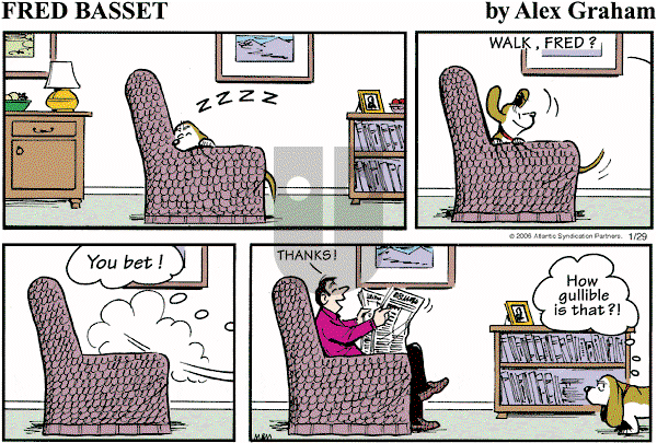 Fred Basset on Sunday January 29, 2006 Comic Strip