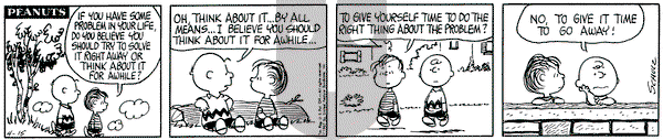 Peanuts on Saturday April 15, 1967 Comic Strip