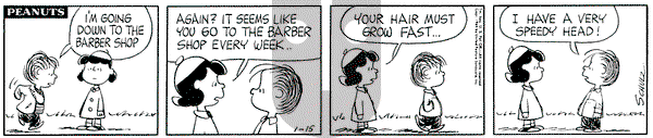 Peanuts on Wednesday January 15, 1964 Comic Strip