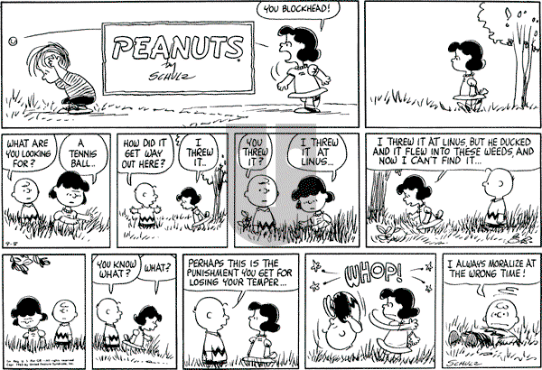 Peanuts - Sunday September 8, 1963 Comic Strip