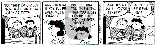 Peanuts on Wednesday June 21, 1995 Comic Strip
