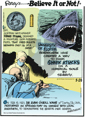 Ripley's Believe It or Not on Friday March 26, 2010 Comic Strip