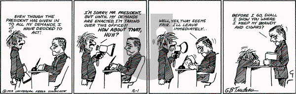 Doonesbury on Tuesday December 1, 1970 Comic Strip