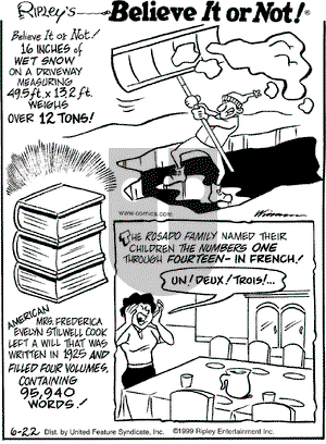 Ripley's Believe It or Not on Tuesday June 22, 1999 Comic Strip