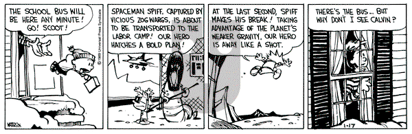 Calvin and Hobbes on Tuesday January 17, 1989 Comic Strip