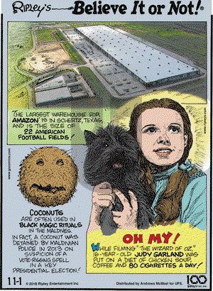 Ripley's Believe It or Not on Friday November 1, 2019 Comic Strip
