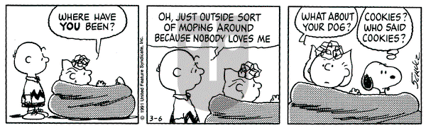 Peanuts on Wednesday March 6, 1991 Comic Strip