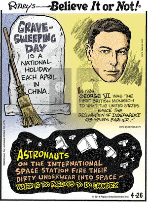 Ripley's Believe It or Not on Saturday April 26, 2014 Comic Strip
