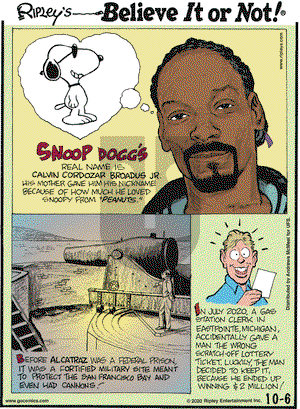 Ripley's Believe It or Not on Tuesday October 6, 2020 Comic Strip