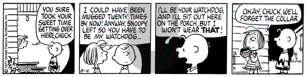 Peanuts on Thursday August 4, 1977 Comic Strip