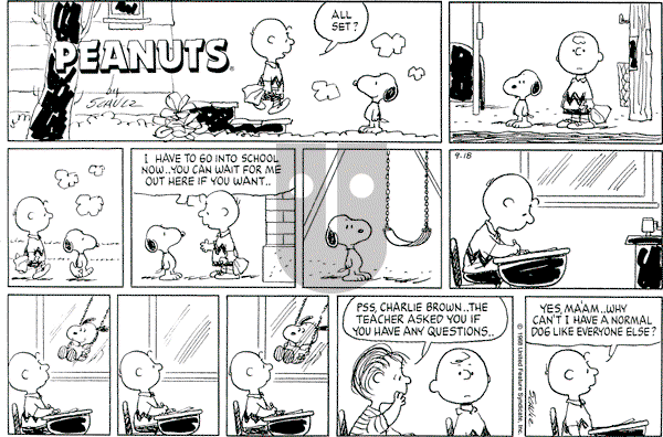 Peanuts - Sunday September 18, 1988 Comic Strip