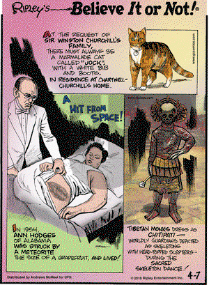 Ripley's Believe It or Not on Saturday April 7, 2018 Comic Strip