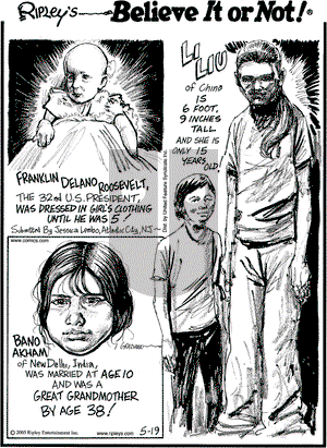 Ripley's Believe It or Not on Thursday May 19, 2005 Comic Strip