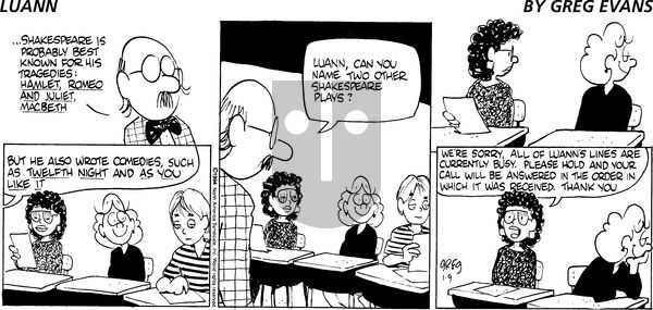 Luann on Sunday January 9, 1994 Comic Strip