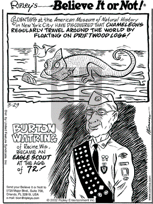 Ripley's Believe It or Not on Friday March 29, 2002 Comic Strip