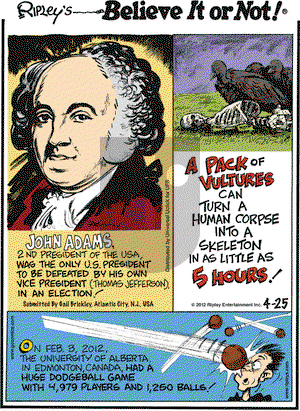 Ripley's Believe It or Not on Wednesday April 25, 2012 Comic Strip
