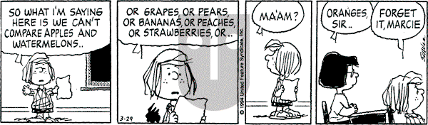 Peanuts - Tuesday March 29, 1994 Comic Strip