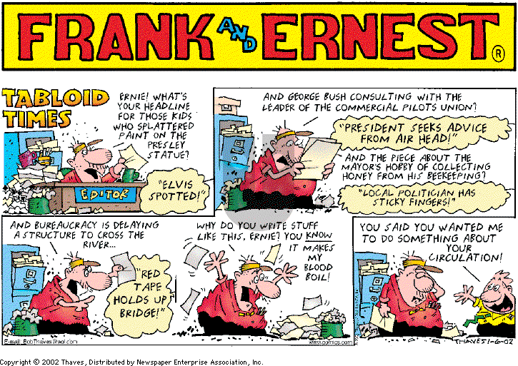 Frank and Ernest on Sunday January 6, 2002 Comic Strip