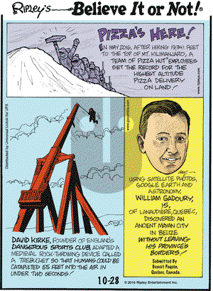 Ripley's Believe It or Not on Friday October 28, 2016 Comic Strip