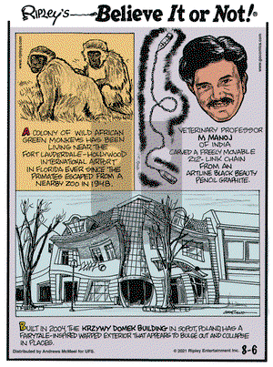 Ripley's Believe It or Not on Friday August 6, 2021 Comic Strip
