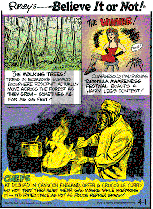 Ripley's Believe It or Not on Friday April 1, 2016 Comic Strip