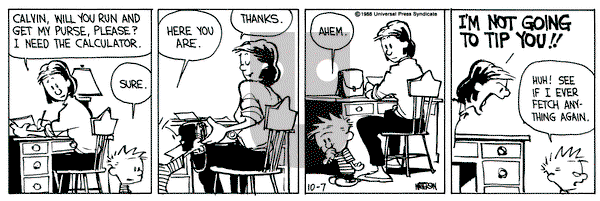 Calvin and Hobbes on Friday October 7, 1988 Comic Strip